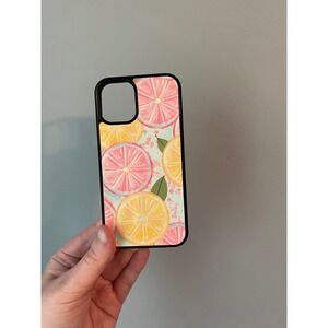 iPhone 12 Mini Case Unisex Small Multicolor Citrus Fruit Print Black Bumper